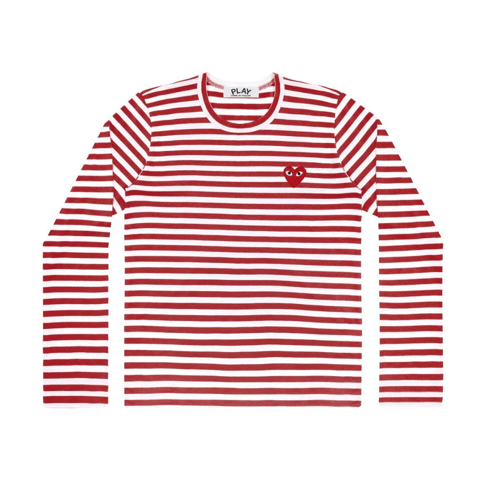 Comme des Garçons Play Striped Longsleeve Red Heart Emblem Red